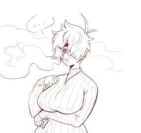 ... 1girls arm_below_breasts aunt aunt_hellen_(insouwu) big_breasts blowing_smoke boobs breasts cigarette cigarette_in_mouth cigarette_smoke collar earring earrings female female_focus female_only hair_over_one_eye insouwu messy_hair milf nipples_visible_through_clothing oc original_character pose short_hair sketch sweater text text_bubble thick thick_hips thick_thighs