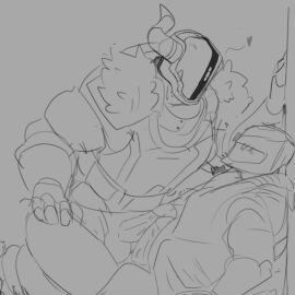 2boys erection lord_shaxx male male_only masked_male matsuraoni monochrome multiple_boys multiple_males penis pinned_to_wall veiny_penis