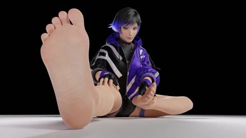 1girls 3d barefoot feet female female_only foot_fetish foot_focus magicfeet3d reina_mishima solo tekken tekken_8