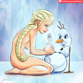 1boy 1girls 2022 5_fingers areola big_penis biped black_eyes blonde_eyebrows blonde_hair blue_eyes braided_hair braided_ponytail breasts carrot carrot_nose disney duo elemental_creature elemental_humanoid elemental_manipulation elsa_(frozen) erection eyebrows eyelashes eyeshadow fairy_tales feet female female_human fingers food frozen_(film) genital_growth genitals glans growth hair handjob hans_christian_andersen hi_res human human_on_humanoid humanoid humanoid_genitalia humanoid_penis ice ice_manipulation interspecies kneeling leaning leaning_forward lemonbird lips lipstick literature long_hair magic makeup male male/female male_humanoid mammal medium_breasts mineral_fauna mineral_humanoid nipples nude nude_female nude_human nude_humanoid nude_male olaf_(frozen) open_mouth patreon patreon_logo penile penis penis_growth plant plantigrade ponytail public_domain purple_eyeshadow purple_tongue reclining red_lips red_lipstick royalty sex side_view signature snow snow_creature snow_humanoid snowman stick teeth text tongue url vegetable white_glans white_penis