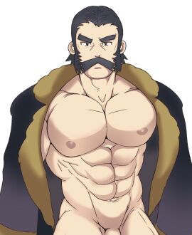 balls bara clothing facial_hair flaccid japanese_clothes kamado_(pokemon) male male_only moustache muscles muscular nintendo overcometpg penis pokemon pokemon_legends:_arceus solo solo_male yaoi