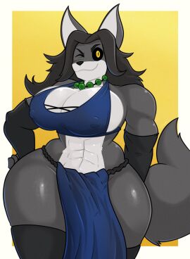 abs big_breasts breasts cleavage female furry huge_breasts luna_nightwind roboticsteve tagme thick_thighs wide_hips