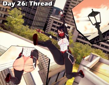 3d amanwithnoplan ass big_ass cindy_moon embarrassed_nude_female enf exposed_ass female marvel marvel_comics senftember senftember_(2024) silk_(marvel) torn_clothes torn_pants wardrobe_malfunction