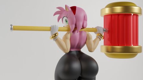 1girls 3d 3d_model 3drendernoob amy_rose anthro ass big_ass big_butt bubble_ass bubble_butt female hammer hedgehog hedgehog_girl leggings pants piko_piko_hammer sonic_(series) sonic_the_hedgehog_(series) topless