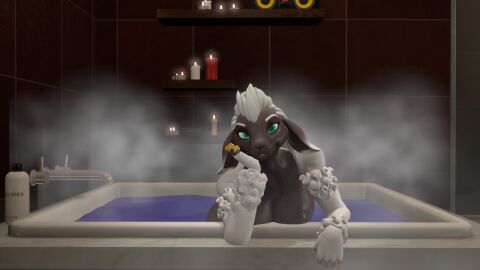2023 3d anthro areola bathroom bathtub bovid breasts brown_areola brown_body brown_nipples candle caprine digital_media_(artwork) eyebrows fasz female female_anthro fur hair looking_at_viewer mammal nipples nude nude_anthro nude_female sheep solo source_filmmaker_(artwork) teal_eyes warfare_goat warfare_machine water white_body white_fur white_hair wool_(fur)