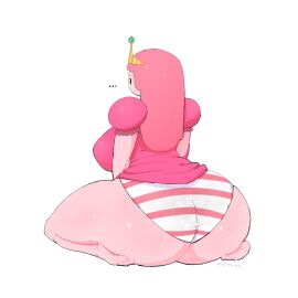 adventure_time ass b3three back_view big_ass big_breasts big_butt big_thighs big_titties breasts clothing curvaceous curvaceous_female curvaceous_figure curvy curvy_figure curvy_hips feet female female_focus female_only panties pink_body pink_hair pink_skin princess_bubblegum shimapan striped_panties underwear