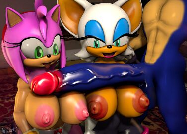 1boy 2girls 3d 3d_model amy_rose anthro balls bat big_breasts big_eyes big_penis blue_eyes breasts chek clothing erect_nipples erection female furry gloves green_eyes half-closed_eyes hedgehog hi_res huge_cock male mammal mobian mobian_(species) mobian_bat nipples open_mouth penis rouge_the_bat sega sitting sonic_(series) sonic_adventure_2 sonic_the_hedgehog sonic_the_hedgehog_(series) source_filmmaker tongue tongue_out topless