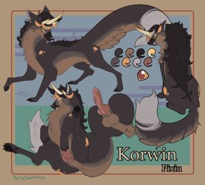 absurd_res animal_genitalia animal_penis bunzillaking canid canine canis fabulous_beasts feral feral_vagina genitals hi_res korwin mammal mythological_creature mythology penis pixiu wolf you_shou_yan