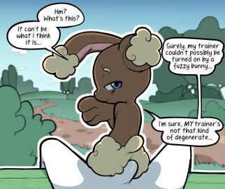 2024 3_fingers ambiguous_focus ambiguous_gender ambiguous_on_human ambiguous_on_top anthro anthro_focus anthro_on_top ass bedroom_eyes blue_eyes bodily_fluids brown_body brown_ears brown_fur bulge bulge_on_ass bulge_rubbing buneary clothing cloud day dialogue digital_media_(artwork) duo english_text erection eyebrows fingers fur generation_4_pokemon genital_fluids half-closed_eyes hi_res human human_on_anthro human_on_bottom interspecies itsunknownanon looking_at_viewer looking_back looking_back_at_viewer male male/ambiguous male_on_anthro male_on_bottom mammal mesugaki motion_lines multicolored_body multicolored_ears multicolored_fur narrowed_eyes nintendo on_bottom on_lap on_top outline outside pink_inner_ear pink_nose pokemon pokemon_(species) pokephilia precum precum_through_clothing pupils scut_tail seductive short_tail sitting sitting_on_lap sky smile solo_focus speech_bubble spreading tail tan_body tan_ears tan_eyebrows tan_fur text wet wet_clothing white_outline