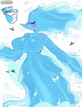 1girls big_breasts blue_body blue_skin blush breasts closed_eyes deltarune deltarune_chapter_4 female female_only heart kawooshy long_hair miss_mizzle_(deltarune) solo solo_female sparkle sparkles undertale_(series) water