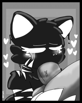 blowjob duo fellatio glowing_markings heart male ombra_(piggy) penis pig piggy_(game) sentinel_(piggy) the_insolence_(piggy) white_eyes woflgame