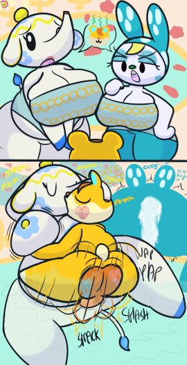 after_sex angry animal_crossing annoyed anthro anthro_only ass balls bbw big_ass big_breasts big_butt bodily_fluids breast_grab breast_squish breasts comic cricetid cum cum_in_ass cum_inside elephant elephantid erect_nipples female francine_(animal_crossing) genital_fluids genitals group half-closed_eyes hamlet_(animal_crossing) hamster hand_on_breast hi_res instant_loss_2koma kiss_mark kiss_on_lips kissing klutzatdusk lagomorph leporid lipstick_on_balls lipstick_on_penis male male/female male_on_top mammal narrowed_eyes nintendo nipples on_top overweight overweight_female penetration penis proboscidean pussy rabbit rodent sex shower shower_room shower_sex size_difference slightly_chubby slightly_chubby_female slightly_chubby_male small_but_hung smelly squish thick_thighs tia_(animal_crossing) trio vaginal_penetration wide_hips