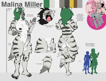 advertisement anthro balls black_sclera breasts brown_eyes contact_lenses digital_media_(artwork) erection flaccid flaccid_penis foreskin fur futanari genitals green_hair grey_body hair humanoid_genitalia humanoid_penis hyena intersex kenno_arkkan malina_miller_(huldinha) mammal markings model_sheet nipples open_mouth penis plantigrade spots spotted_body spotted_fur striped_hyena striped_markings stripes tongue uncircumcised yellow_eyes