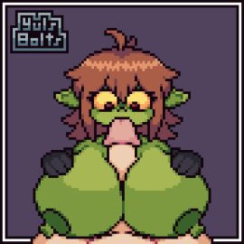 animated big_breasts big_nipples big_penis breast_play breasts clothing dajinn digital_media_(artwork) duo exposed_breasts female genitals gloves goblin goblin_female handwear humanoid humanoid_pointy_ears lei_(20pesos_sopa) male male/female nipples paizuri penis pixel_(artwork) pixel_art sex titfuck titjob velvet_(dajinn) yulsbolts