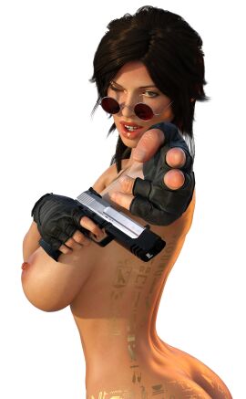3d areolae ass ass_crack big_breasts breasts brown_eyes brown_hair bubble_ass bubble_butt busty butt_crack female female_focus female_only finger_gun heartist3d hourglass_figure lara_croft lara_croft_(survivor) large_breasts long_hair looking_over_eyewear looking_over_sunglasses nipples nude nude_female nudity pinup pinup_pose ponytail sunglasses tagme tinted_eyewear tomb_raider tomb_raider_(survivor) wide_hips