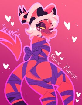 1boy clothed femboy helluva_boss imp male moxxie_(helluva_boss) prince_papaya solo tagme