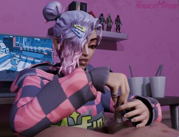 1futa 1girls 3d ava_(fortnite) blender breasts clothed dark-skinned_futa dark_skin female fortnite futanari glans_stimulation hair_over_one_eye handjob haziest_mirage interracial intersex light-skinned_female light_skin penis small_penis small_penis_adoration tip_tease