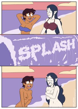 1futa 1girls 2024 accidental_exposure age_difference aged_up beach big_breasts bikini breasts clothed clothing completely_nude dark-skinned_female dark_skin disney embarrassed_nude_female female futa_with_female futanari gp_spices human implied_futa intersex light-skinned_futa light_skin lilith_clawthorne luz_noceda mature_futa mostly_nude nude nude_female nude_futa pointy_ears standing the_owl_house