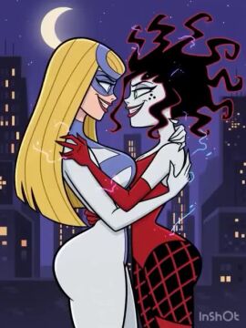 2girls ai_generated bodysuit city embrace femme_fatale_(powerpuff_girls) kissing longer_than_one_minute making_out night night_sky powerpuff_girls sedusa sound tagme video yuri