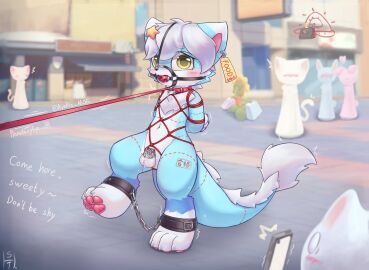 2024 4_toes absurd_res accessory amber_eyes animal_butchery_diagram ankle_cuffs anthro arms_tied arms_tied_behind_back artist_name background_character ball_gag balls being_watched big_ears big_tail biped blue_body blue_fur blue_tail bodily_fluids bondage bondage_gear bone_collar_tag bound camera camera_flash canid canine canis cellphone chains chastity_cage chastity_device chinese_text claws collar collar_tag cuff_(restraint) cuff_links cum cum_drip detailed_background digital_drawing_(artwork) digital_media_(artwork) digitigrade domestic_cat domestic_dog dragon dripping drooling ear_piercing ear_tag electronic_arts electronics elemental_creature english_text exhibitionism facial_piercing feet felid feline felis finger_claws flat_chastity_cage flora_fauna flower flower_creature fluffy fluffy_tail fur furred_dragon furred_scalie gag gagged genital_fluids genitals hair hair_accessory hands_behind_back harness harness_ball_gag harness_gag hi_res lagomorph leash leash_pull leashed_collar leashed_male legs_tied leporid long_tail looking_at_another male male_only mammal metal_chastity_cage muzzle_(object) muzzled mythological_creature mythological_scalie mythology nose_piercing nose_ring nose_ring_pull pawpads paws penile penis phallic_chastity_device phone piercing piercing_pull pink_pawpads planetaryeye_hst plant plants_vs._zombies plants_vs_zombies popcap_games public public_exposure public_nudity rabbit red_ball_gag red_collar red_leash red_rope restraints ring_piercing rope rope_bondage saliva scalie septum_piercing septum_ring shaking signature smartphone solo_focus star_polygon street submissive submissive_anthro submissive_male sunflower sunflower_(pvz) sweat sweatdrop tail tail_tuft text toe_claws toes translucent translucent_hair tuft walking white_body white_fur white_hair