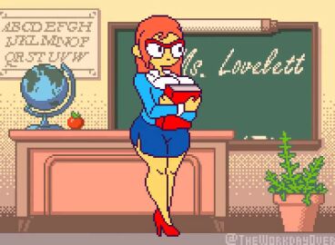1girls ? alternate_version_available animated areola_slip areolae big_breasts blue_shirt book bouncing_breasts breasts breasts_out brown_hair bursting_breasts chalkboard classroom cleavage closed_eyes desk exposed_breasts eyewear female female_only footwear full_body glasses hair heart heels high_heels holding_object huge_breasts kindergarten_(game) kindergarten_3 large_breasts long_hair longer_than_30_seconds mature mature_female ms._lovelett nipples no_sound one_eye_closed pencil_skirt pixel_art question_mark red_glasses shirt short_skirt skirt smile solo solo_female tagme teacher theworkdayover unbuttoned_shirt undressing video