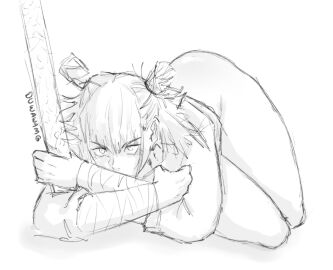 1boy ass big_ass big_butt duwawamg_(artist) femboy half-dressed half_naked huge_ass huge_butt jujutsu_kaisen kashimo_hajime male male_focus male_only solo solo_focus solo_male wide_hips