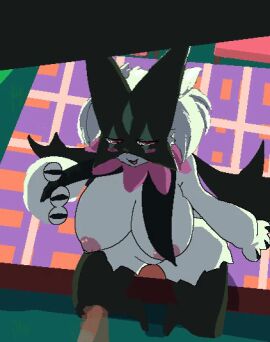 animated anthro areola big_breasts bodily_fluids breasts cum cum_on_breasts cum_on_face digital_media_(artwork) duo ejaculation erection eyes_mostly_closed female generation_9_pokemon genital_fluids genitals high-angle_view human humanoid_genitalia humanoid_penis interspecies loop male male/female mammal mask masturbation meowscarada narrowed_eyes nintendo nipples penile penile_masturbation penis pink_areola pink_nipples pixel_animation pixel_art pokemon pokemon_(species) pokephilia sitting sky_necko