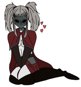 black_eyes boots breasts cape clothed clothing female female_focus female_only full_body fully_clothed grey_hair gyeegg hair heart human light-skinned_female light_skin long_hair looking_at_viewer mask masked masked_female oc on_knees original original_character solo solo_focus tagme twintails uncensored white_background white_skin young younger_female