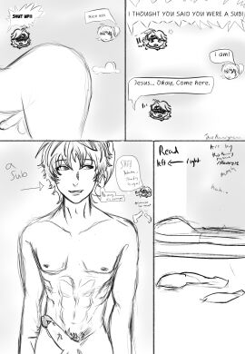 big_penis big_thighs domination embarrassed femboy femboydom gay genital_fluids line_art male manga_page manga_style penis secretly_loves_it sexually_suggestive shirtless_male silly soft uncolored wholesome_end wholesome_nudity wholesome_sex yaoi