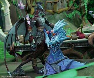 3d blizzard_entertainment blowjob dracthyr dragon dragonflight elemental_creature ice interspecies kingofdracthyr male penis sucking sucking_penis vyranoth warcraft world_of_warcraft