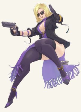 1girls 2024 2d 2d_(artwork) action_pose artist_name assassin blonde_hair cleavage clothed clothed_female dual_wielding female female_only gun guns handgun heels hi_res jacket jumpsuit medium_hair namco nina_williams pistol pistols questionable sfw simple_background smile smiling solo solo_female stockings sunglasses tekken tekken_1 tekken_2 tekken_3 tekken_4 tekken_5_dark_resurrection tekken_6_bloodline_rebellion tekken_7 tekken_8 tekken_blood_vengeance tekken_tag_tournament tekken_tag_tournament_2 thick_thighs thighhighs thighs wanderjegson weapon weapons white_background
