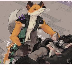 2024 abs absurd_res anal anal_sex anthro anthro_on_anthro anthro_penetrated anthro_penetrating anthro_penetrating_anthro armpit_hair ass ass_grab bent_over blush bodily_fluids body_hair bottomwear bottomwear_down breath butt_grab butt_squish canid canine canis claws closed_eyes clothed clothing duo emanata epic_games eyebrows fennix_(fortnite) fingerless_gloves fortnite fox from_behind_position fur gloves grass grey_background hand_on_ass hand_on_butt handwear hat headgear headwear hi_res looking_pleasured male male/male male_penetrated male_penetrating male_penetrating_male mammal muscular muscular_anthro muscular_male navel nick7005 open_clothing pants pants_down partially_clothed pecs penetration penile penile_penetration penis penis_in_ass plant pubes sex shoulder_pads signature simple_background smile spiked_shoulder_pads spikes squish sweat topwear tuft unzipped vest wendell_(fortnite) wolf zipper