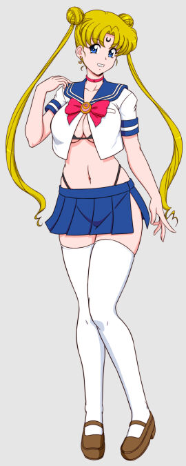 bikini bimbofication bishoujo_senshi_sailor_moon blonde_hair blue_eyes breasts corruption exposed_chest female glamour_works sailor_moon symbol thong usagi_tsukino
