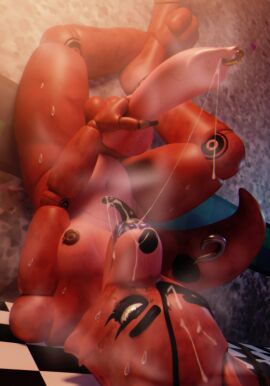 absurd_res animal_genitalia animal_penis animatronic anthro big_penis bodily_fluids canid canine canine_genitalia canine_penis cum erection femboy feminine_male five_nights_at_freddy's fox foxy_(fnaf) genital_fluids genital_piercing genitals girly hi_res hook hook_hand knot lipstick machine makeup male male_only mammal nipple_piercing nipples penis penis_piercing piercing rckke robot scottgames solo