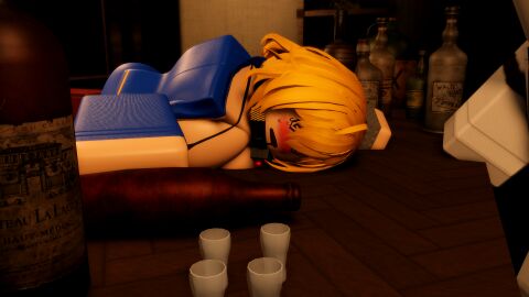 1girls 3d alcohol bloxmodeller drunk fallout female roblox robloxian tagme vault_girl