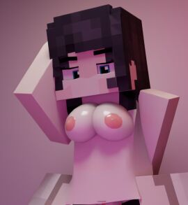 1boy 1girls 3d black_hair blender blue_eyes breasts brown_hair erect_nipples female horny_female human looking_at_viewer male mine-imator minecraft nipples nude nude_female outside pussy riding vaginal_penetration