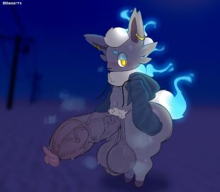 2024 anthro artist_name ass axoarts balls big_ass big_balls big_butt big_penis black_body black_clothing black_ears black_fur black_jacket black_nose black_topwear blue_hair blue_tail blue_tuft bodily_fluids bottomless clothed clothing digital_media_(artwork) ear_piercing femboy fire flaming_hair flaming_tail fur gay gay_anal gay_male gay_sex generation_5_pokemon generation_8_pokemon genitals hair half-closed_eyes hi_res hisuian_form hisuian_zorua homosexual homosexual_male huge_balls huge_cock hyper hyper_balls hyper_genitalia hyper_penis jacket looking_at_viewer male male/male male_penetrated mammal multicolored_body multicolored_fur multicolored_hair multicolored_tuft musk musk_clouds narrowed_eyes neck_tuft nintendo outside partially_clothed penis piercing pokemon pokemon_(species) pseudo_hair pubes regional_form_(pokemon) shiny_pokemon side_view small_but_hung solo solo_male standing sweat tail thick_thighs topwear tuft two-tone_body two-tone_fur two-tone_hair two-tone_tail two-tone_tuft utility_pole vein veiny_penis white_body white_fur white_hair white_tail white_tuft yellow_eyes zorua