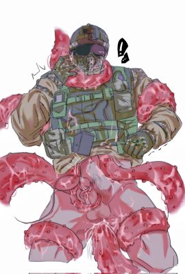 ! 1boy anal anal_penetration bottomless caught fuze_(rainbow_six) helmet kulo_75 male male_focus male_only no_visible_face penis rainbow_six_siege restrained shirt_lift solo surprised tentacle tentacle_around_leg tentacle_around_neck tentacle_around_penis tentacle_on_male tentacle_penetration tentacle_rape tentacles_everywhere uniform
