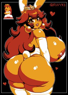 1girls 8-bit areola_slip areolae ass back_view big_ass big_breasts breasts breasts_bigger_than_head bunny_ears bunny_girl bunny_tail bunnysuit curvy eyelashes female grin heart hearts hearts_around_body huge_ass huge_breasts looking_at_viewer looking_back mario_(series) nintendo nipples one_breast_visible pixelated playboy_bunny princess princess_peach princess_peach_sprite_redraw_(meme) princess_toadstool reference_image rivyk sideboob skindentation super_mario_bros. super_mario_bros._(nes) thick_ass thick_thighs twitter_username voluptuous white_leotard wide_hips