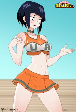 black_hair breasts cheerleader_outfit female female_only kyoka_jiro my_hero_academia purple-haired_female purple_hair tagme