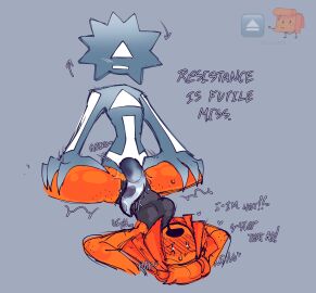 1boy 1girls 2d aged_up animatic_battle bare_arms bare_legs bare_shoulders black_leotard blush blush_lines blushing blushing_female blushing_male blushing_profusely bob_cut body_markings breasts clothed color colored drool drooling duo eject_(animatic_battle) emoji emoji_(race) english english_commentary english_text female floating_head flushed flushed_face freckles freckles_on_face genderless gijinka gradient gradient_body gradient_hair gradient_skin grey_background grey_body grey_hair grey_skin grinding grinding_through_clothes humanized humanoid image legs_apart legs_held_open leotard male medium_breasts moaning monochrome_background motion_lines non-consensual non-human non-human_penis non-humanoid_penis object_head object_show object_shows onomatopoeia orange_body orange_hair orange_skin penis personification plain_background pussy red_face resisting rough_sketch short_hair sketch sketch_lines spasms spread_legs sticky_(animatic_battle) sweat sweatdrop tentabulge tentacle_penis theredmist9 trying_to_resist twitch_lines twitching wet_penis wet_pussy white_markings