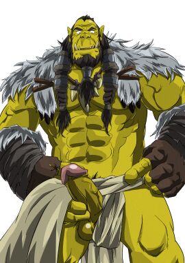 abs balls bara beard biceps big_balls big_penis blizzard_entertainment erection green-skinned_male green_body green_skin male male_nipples male_only masturbation muscular muscular_male nipples nude orc orc_male patchcaacaa pecs penis pointy_ears teeth teeth_visible thrall thrall_(warcraft) tusks warcraft world_of_warcraft yaoi
