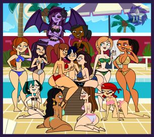 12girls 1boy 2021 6+girls artist_logo astralbtlm azmelith_gomory bathing_suit big_breasts bikini bikini_only brandy_(dina) breasts choker cigarette cigarette_smoke commando_zoey dark-skinned_female dark_skin demon demon_girl demon_horns demon_tail demon_wings destiny_elite earrings english english_text female female_focus fiona_(gaby) gray_butler gwen_(tdi) harem hoop_earrings hoop_earrings_oversized jasmine_(tdi) kiraz_violette light-skinned_female light-skinned_male light_skin male male_focus medium_breasts mostly_nude nude original original_character ponytail purple-haired_female purple-skinned_female purple_skin ruby_(dina) succubus succubus_horns succubus_tail succubus_wings swimsuit swimsuit_only text total_drama:_pahkitew_island total_drama:_revenge_of_the_island total_drama_(series) total_drama_island zinerva_condello zoey_(tdi)