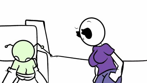 2girls :3 alien alien_girl animated antennae arms_at_sides arms_behind_head ass bald bald_female belly belly_button black_eyes black_pubic_hair blue_pupils breasts buildings censored censored_nipples censored_pussy chetoh chubby chubby_female claire_(chetoh) cleavage clothes_removed clothes_ripped clothes_ripping completely_nude convenient_censoring convenient_censorship covering covering_breasts covering_crotch egg embarrassed embarrassed_naked_female embarrassed_nude_female enf female female_only green_skin grey_skirt growing growing_out_of_clothes growth hand_behind_head jeans long_sleeves looking_down looking_down_at_self marsha_(chetoh) martian music naked naked_female nude nude_female oc onlooker original original_character original_characters pixelated pixelated_pussy pubic_hair purple_shirt ray_gun rear_view scream shirt shorter_than_30_seconds skirt smile sound suprised_look surprised surprised_expression tagme torn_clothes video voice voice_acted white_background white_body white_shirt