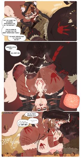 1boy 1girls 2024 2_panel_comic absurd_res after_sex after_vaginal anthro anus armwear ass ass_up balls bear big_butt big_tail bodily_fluids boots breasts brown_body brown_fur clothing colored cum cum_drip cum_in_vagina cum_inside cum_on_face dialogue dripping elbow_gloves english_text erection fantasy female female_focus fluffy fluffy_tail footwear fucked_silly fur genital_fluids genitals gloves greyscale half-closed_eyes handwear hi_res humanoid_genitalia impregnation instant_loss_2koma jewelry large_breasts larger_male legwear looking_at_penis male male/female mammal markings mask monochrome moobs narrowed_eyes necklace open_mouth original overweight overweight_anthro overweight_male ovum penis penis_awe perineum profanity pussy rodent roly sciurid scratches shoes size_difference skimpy_dress small_breasts smaller_female speech_bubble sperm_cell squirrel tail text thigh_boots thigh_highs tongue tongue_out tree_squirrel tribal tribal_markings twiss_(stunnyseed/twiss)