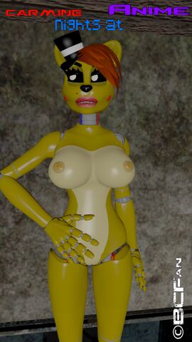 2017 3d 3d_(artwork) 3d_model 5_fingers animatronic animatronic_female animatronic_girl anthro areola bear bear_ears bear_girl benjamincarminefan_(artist) black_nose breasts cheek_dots female fingers five_nights_at_freddy's fnaf golden_freddy golden_freddy_(fnaf) hair hat headgear headwear living_machine machine mammal nude robot robot_girl robot_humanoid robotic robotic_arm robotic_legs scottgames solo top_hat yellow_body
