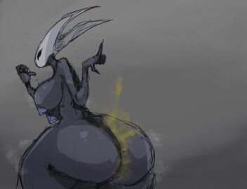 2d ass big_ass big_breasts big_butt black_body breasts fart fart_cloud fart_fetish farting female female_fart female_only green_fart green_fart_cloud hollow_knight hollow_knight:_silksong hornet_(hollow_knight) insects looking_back looking_back_at_viewer mask naked nipples nonhuman nstar3star nude nude_female simple_background sketch solo sweat sweating thick_ass thick_butt thick_hips thick_thighs thighs wide_hips