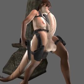 3d animated anthro autofellatio autopaizuri balls big_breasts big_penis breasts canastus dinosaur dinosaur_girl ejaculation female futanari huge_cock intersex lara_croft looping_animation mutation no_sound oral_sex penis pistol scalie source_filmmaker tactical_nudity tagme tail tomb_raider transformed video