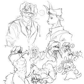 anthro blowjob bug_features cow_furry cumming cumming_in_mouth cute_male dog_ears dog_furry dog_humanoid dog_tail furry furry_only gay gay_sex glasses gregor_(limbus_company) limbus_company male meursault_(limbus_company) on_hands_and_knees project_moon yaoi