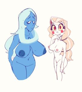 blue_diamond_(steven_universe) breasts cartoon_network charlie_morningstar_(hazbin_hotel) diamond_authority female female_only gem_(species) hazbin_hotel monamania nude pussy steven_universe tagme vivienne_medrano